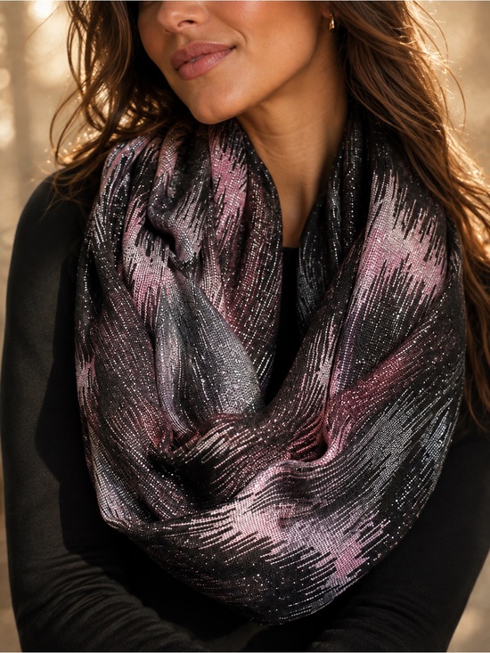 Apt. 9 Accessories - APT. 9 Metallic Chevron Infinity Scarf Wrap Pink Black Gray Shimmer